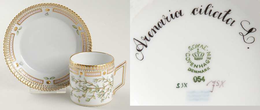 Flora Danica (1961 To Current) Chocolate Cup & Serrated Saucer-Arenaria ciliata L
