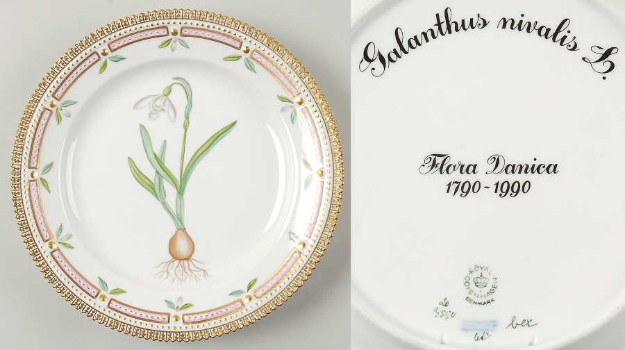 Flora Danica (1961 To Current) Jubilee Luncheon Plate-Galanthus nivalis L