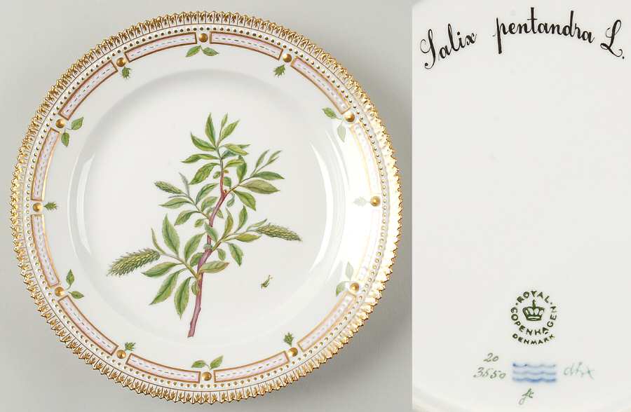 Flora Danica (1961 To Current) Luncheon Plate-Salix pentandra L