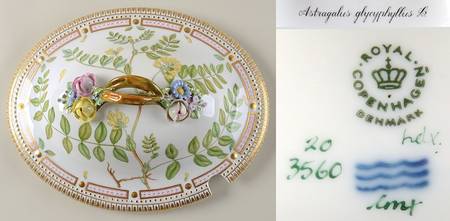 Flora Danica (1961 To Current) Lid for 5Qt Oval Tureen Astragalus glycyphyllus L.
