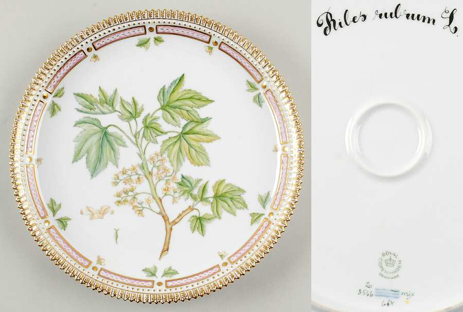 Flora Danica (1961 To Current) 9" Round Tray-Ribes rubrum L