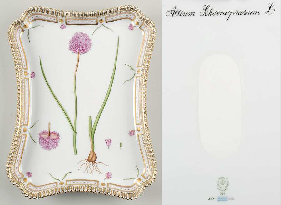 Flora Danica (1961 To Current) 11" Rectangular Tray-Allium Schoenoprasum L