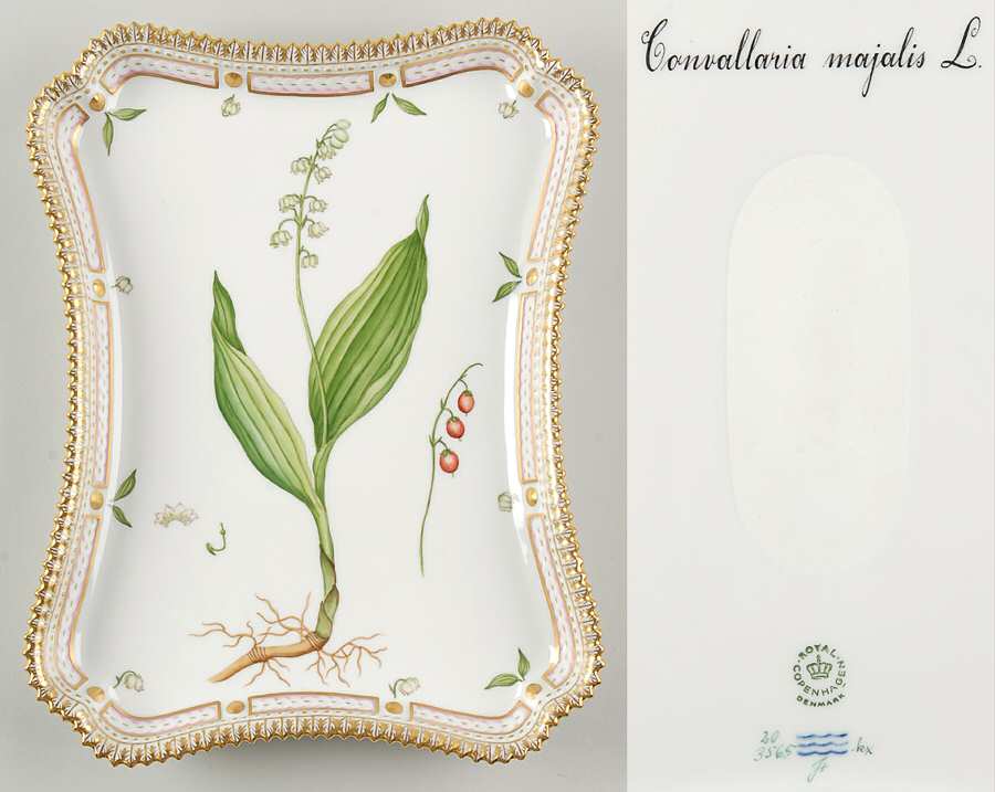 Flora Danica (1961 To Current) 11" Rectangular Tray-Convallaria majalis L