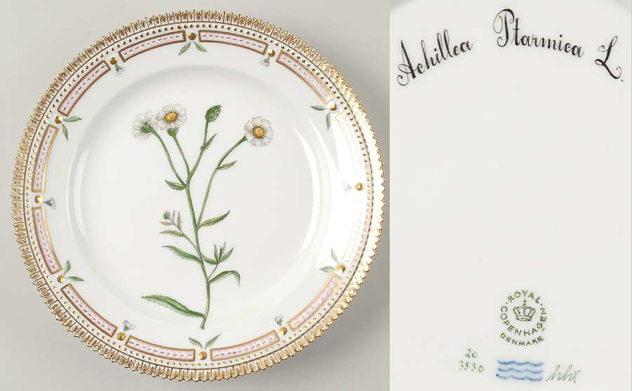 Flora Danica (1961 To Current) Luncheon Plate-Achillea Ptarmica L