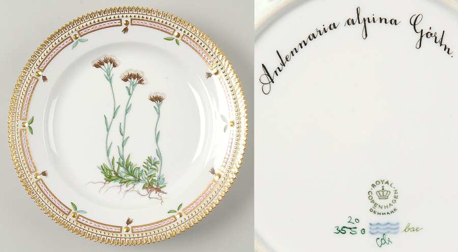 Flora Danica (1961 To Current) Luncheon Plate-Antennaria alpina Gartn