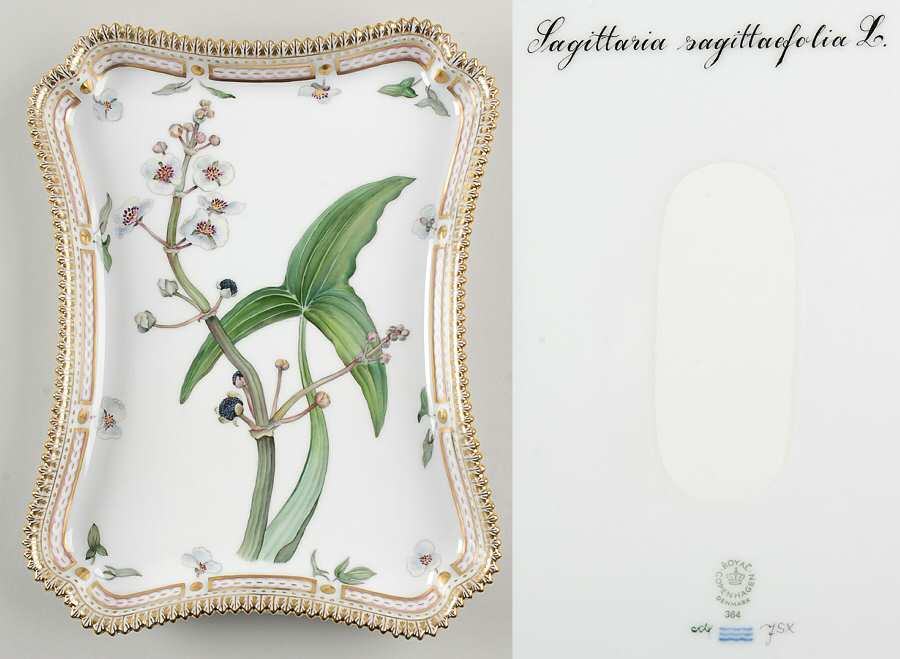 Flora Danica (1961 To Current) 11" Rectangular Tray-Sagittaria sagittifolia L