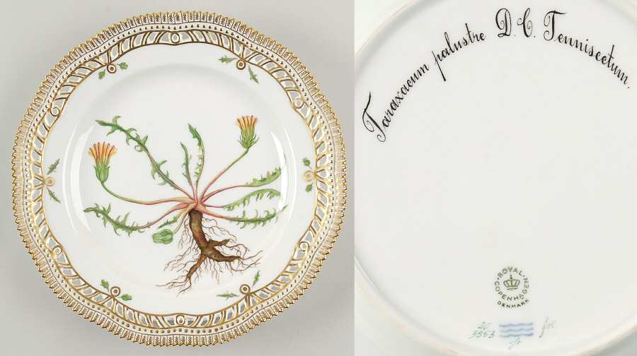 Flora Danica (1961 To Current) 10" Pierced Dinner Plate/Fruit Std-Taraxacum palus