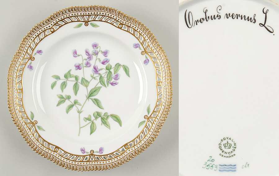Flora Danica (1961 To Current) 10" Pierced Dinner Plate/Fruit Std-Orobus vernus L