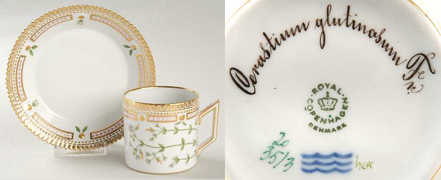 Flora Danica (1961 To Current) Chocolate Cup & Serrated Saucer-Cerastium glutinos