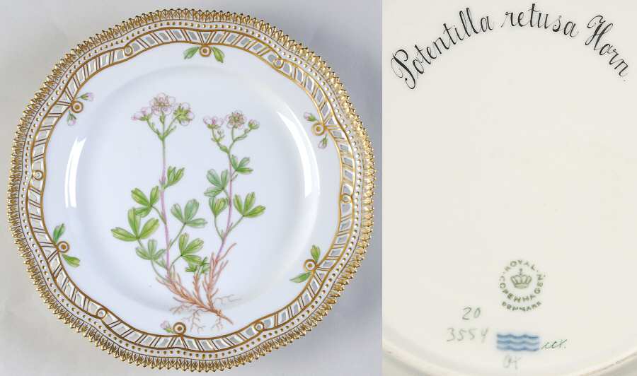 Flora Danica (1961 To Current) 9" Pierced Luncheon Plate/Fruit Std-Potentilla ret