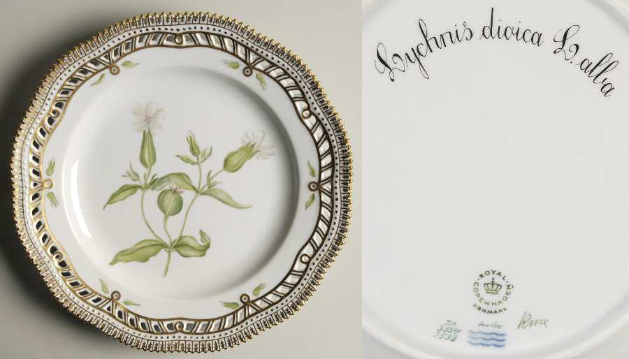 Flora Danica (1961 To Current) 9" Pierced Luncheon Plate/Fruit Std-Lychnia dioica