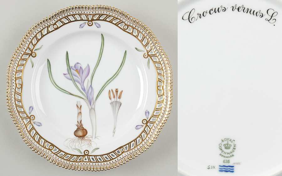 Flora Danica (1961 To Current) 9" Pierced Luncheon Plate/Fruit Std-Crocus vernus