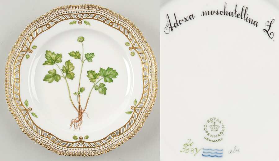 Flora Danica (1961 To Current) 9" Pierced Luncheon Plate/Fruit Std-Adoxa moschat
