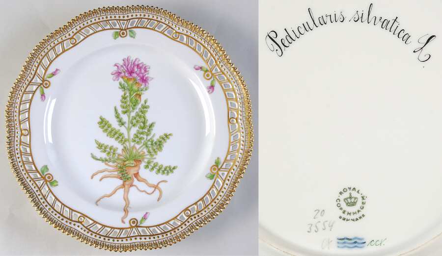 Flora Danica (1961 To Current) 9" Pierced Luncheon Plate/Fruit Std-Pedicularis si