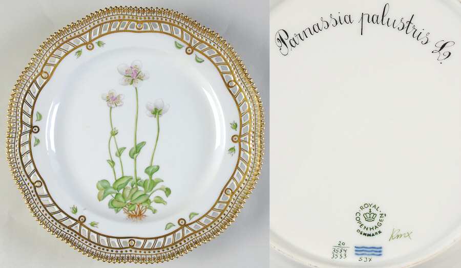 Flora Danica (1961 To Current) 9" Pierced Luncheon Plate/Fruit Std-Parnassia palu