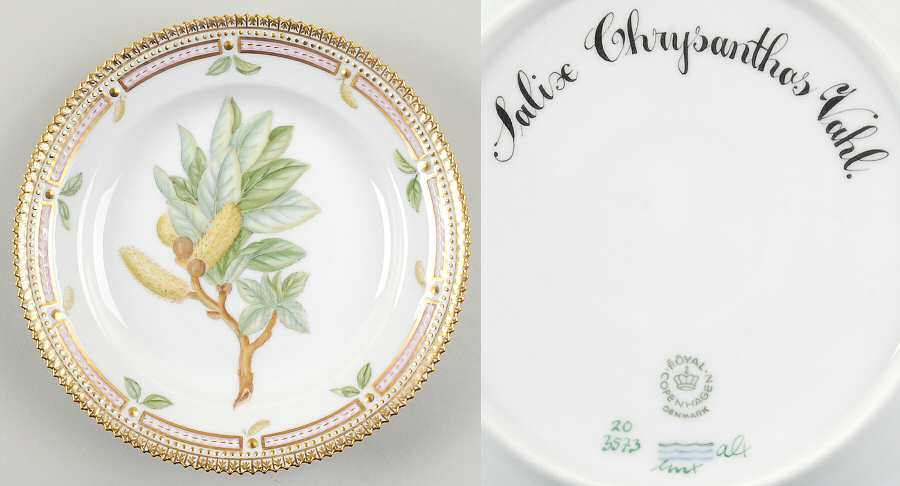 Flora Danica (1961 To Current) Salad Plate-Salix Chrysanthos Vahl