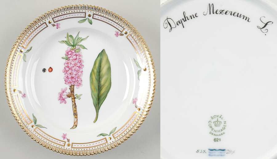 Flora Danica (1961 To Current) Salad Plate-Daphne Mezereum L
