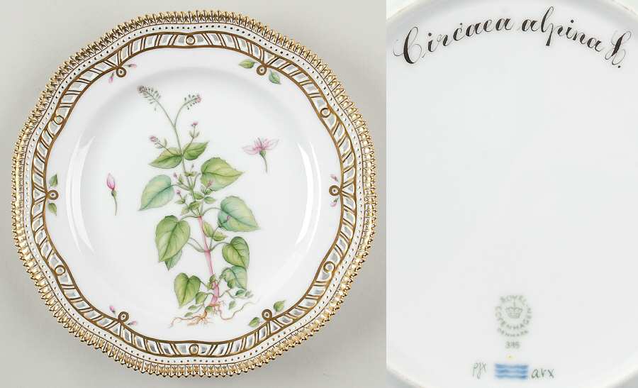Flora Danica (1961 To Current) 9" Pierced Luncheon Plate/Fruit Std-Circaea Alpina