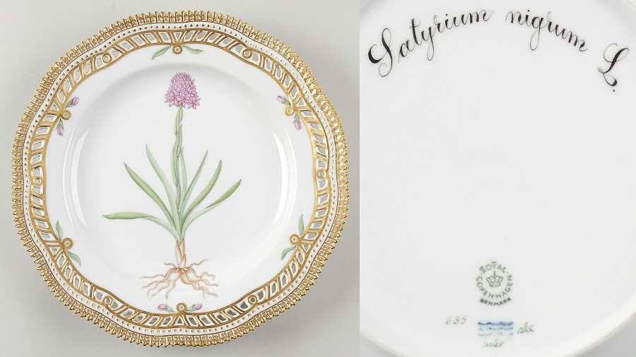 Flora Danica (1961 To Current) 9" Pierced Luncheon Plate/Fruit Std-Satyrium nigr