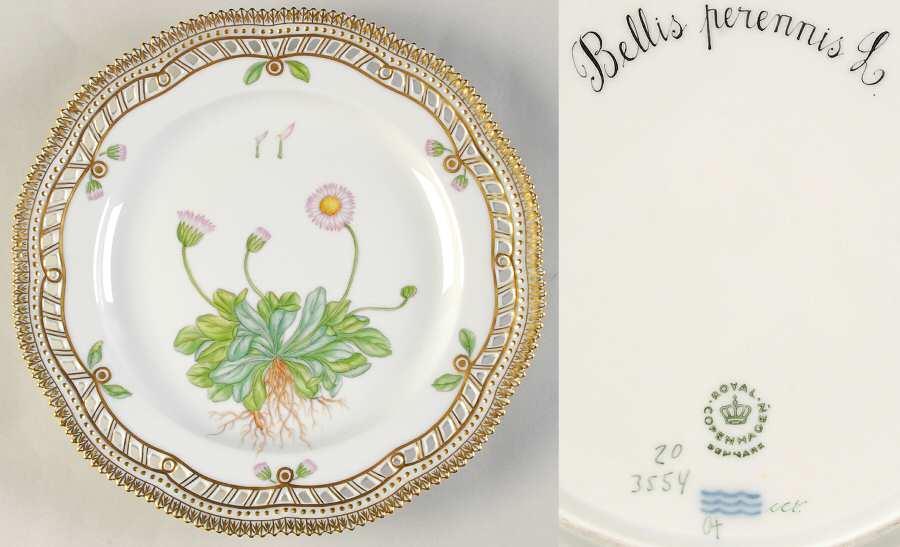 Flora Danica (1961 To Current) 9" Pierced Luncheon Plate/Fruit Std-Bellis perenni