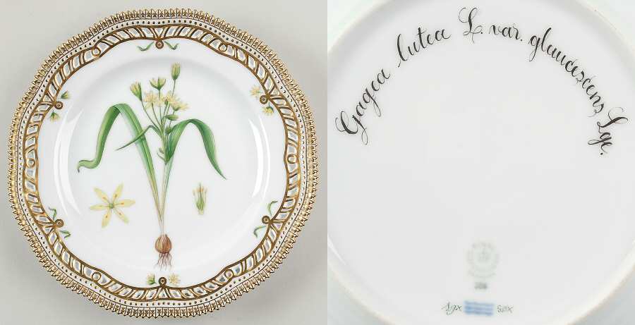 Flora Danica (1961 To Current) 9" Pierced Luncheon Plate/Fruit Std-Gagea lutea L