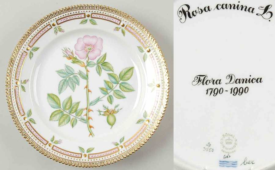 Flora Danica (1961 To Current) Jubilee Luncheon Plate-Rosa canina L