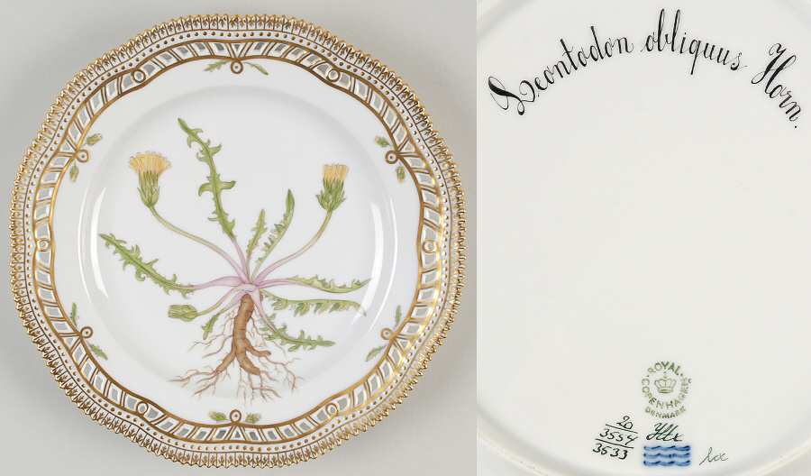 Flora Danica (1961 To Current) 9" Pierced Luncheon Plate/Fruit Std-Leontodon obli