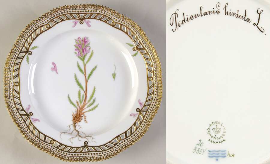 Flora Danica (1961 To Current) 9" Pierced Luncheon Plate/Fruit Std-Pedicularis hi