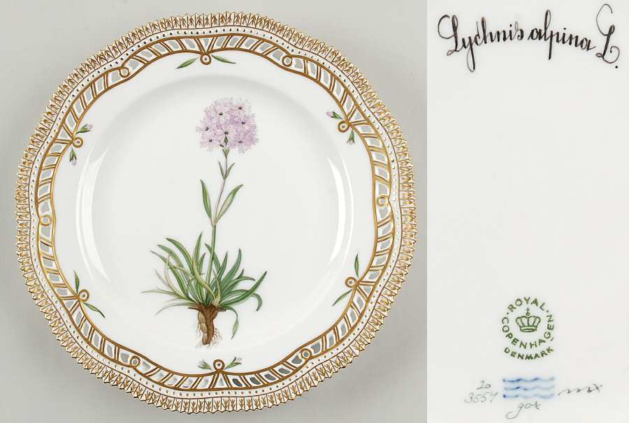 Flora Danica (1961 To Current) 9" Pierced Luncheon Plate/Fruit Std-Lychnis alpina