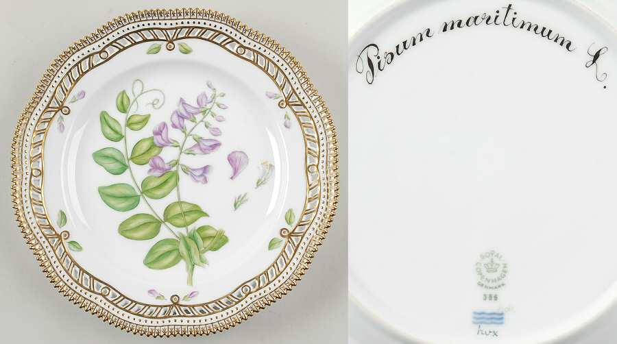 Flora Danica (1961 To Current) 9" Pierced Luncheon Plate/Fruit Std-Pisum maritmu