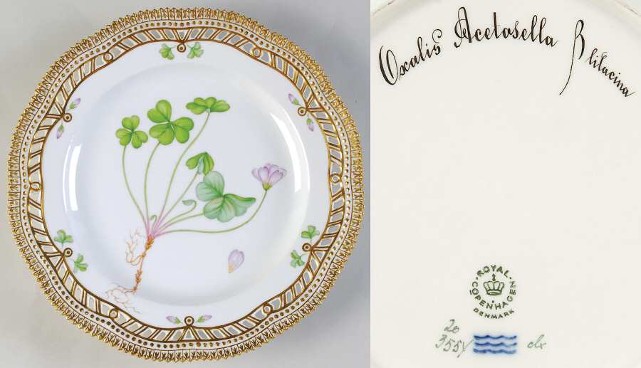 Flora Danica (1961 To Current) 9" Pierced Luncheon Plate/Fruit Std-Oxalis acetose