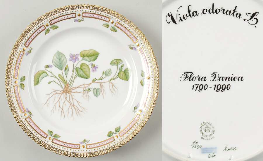 Flora Danica (1961 To Current) Jubilee Luncheon Plate-Viola odorata L