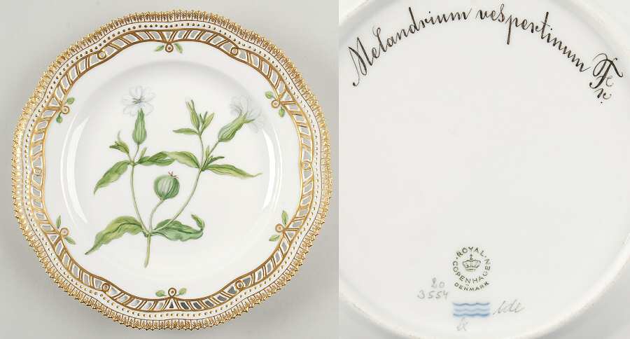 Flora Danica (1961 To Current) 9" Pierced Luncheon Plate/Fruit Std-Melandrium ves