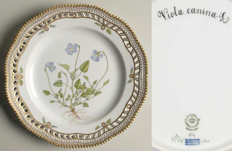 Flora Danica (1961 To Current) 9" Pierced Luncheon Plate/Fruit Std-Viola canina L