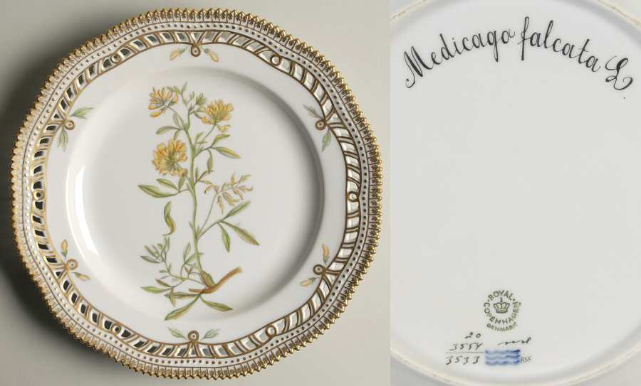Flora Danica (1961 To Current) 9" Pierced Luncheon Plate/Fruit Std-Medicago falca