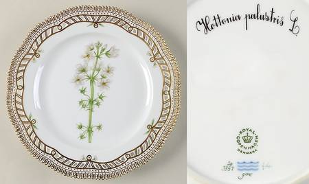 Flora Danica (1961 To Current) 9" Pierced Luncheon Plate/Fruit Std-Hottonia palus