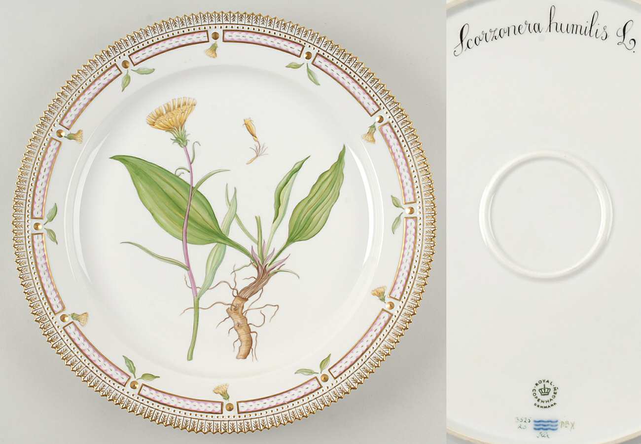 Flora Danica (1961 To Current) 14" Round Platter-Scorzonera humulis L