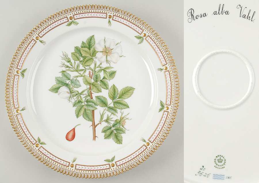 Flora Danica (1961 To Current) 14" Round Platter-Rosa alba Vahl