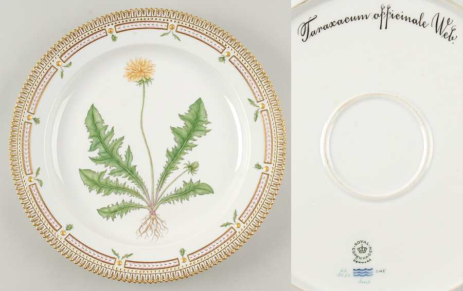 Flora Danica (1961 To Current) 13" Round Platter-Teraxacum officinale Web