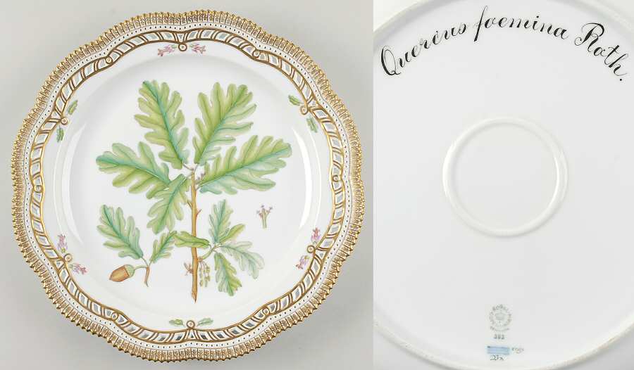 Flora Danica (1961 To Current) 13" Round Pierced Platter-Quercus foemina Roth