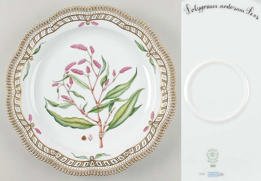 Flora Danica (1961 To Current) 13" Round Pierced Platter-Polygonum nodosum Pers