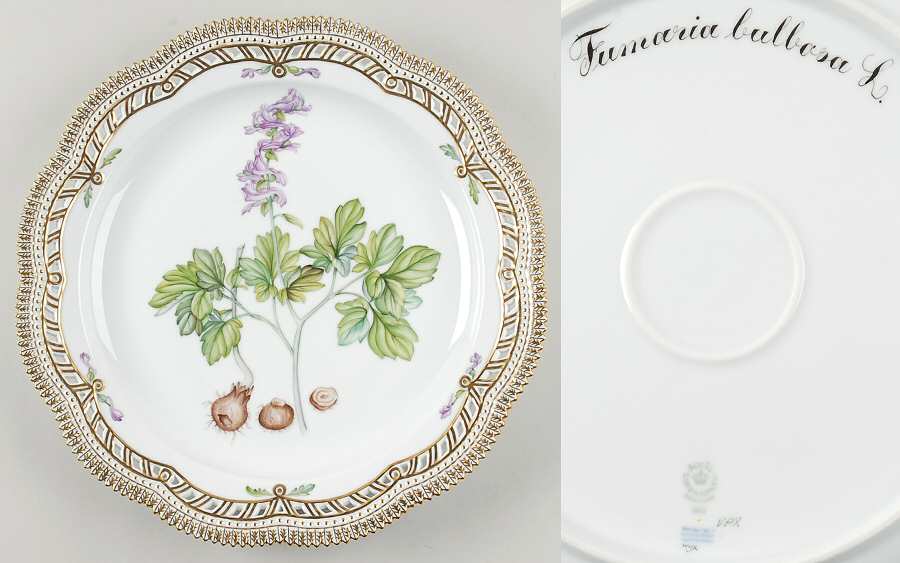 Flora Danica (1961 To Current) 13" Round Pierced Platter-Fumaria bulbosa L