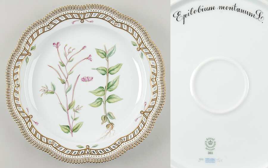 Flora Danica (1961 To Current) 13" Round Pierced Platter-Epilobium montanum L
