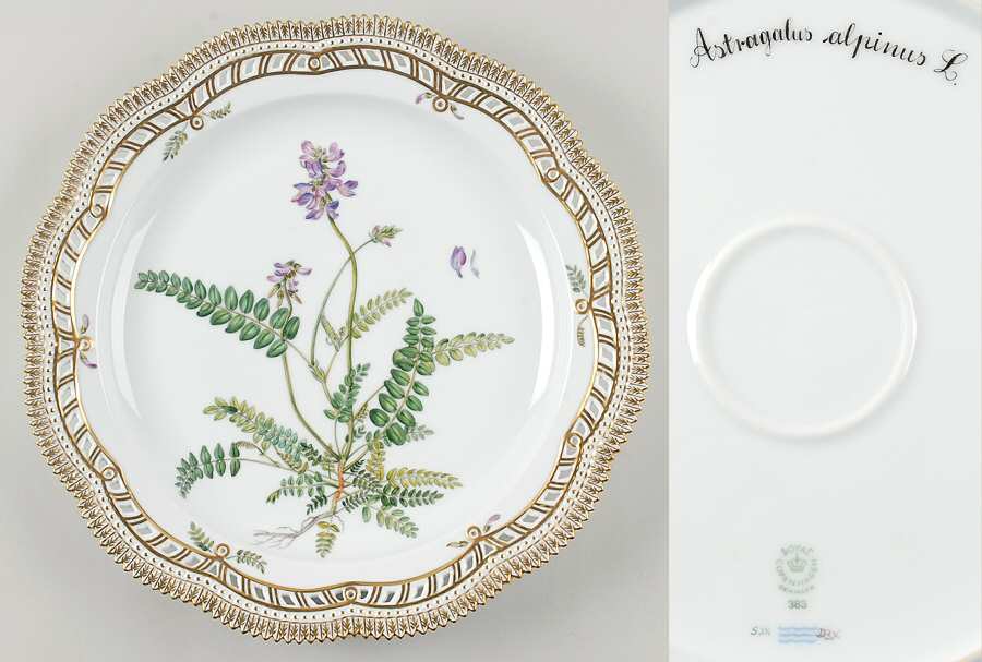 Flora Danica (1961 To Current) 13" Round Pierced Platter-Astragalus alpinus L