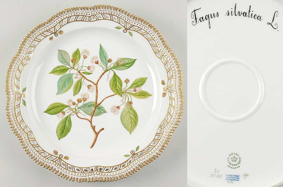 Flora Danica (1961 To Current) 13" Round Pierced Platter-Fagus silvatica L