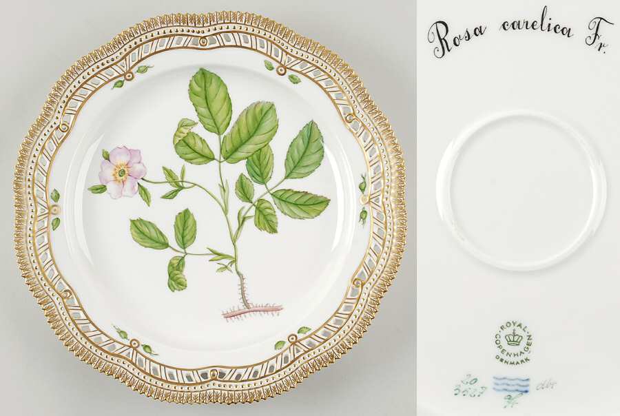 Flora Danica (1961 To Current) 11" Round Pierced Platter-Rosa carelica Fr