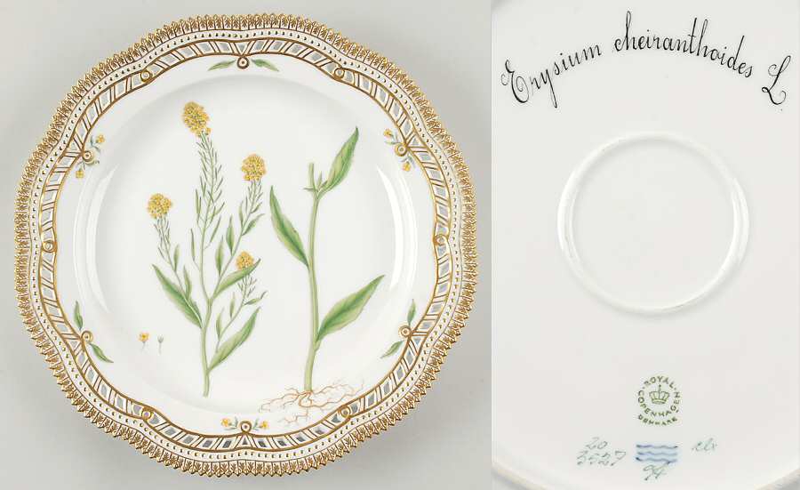 Flora Danica (1961 To Current) 11" Round Pierced Platter-Erysium cheiranthoides L