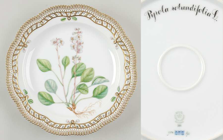 Flora Danica (1961 To Current) 11" Round Pierced Platter-Pyrola rotundifolia L
