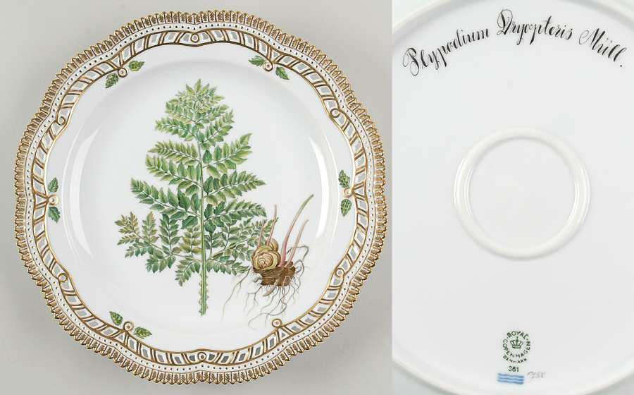 Flora Danica (1961 To Current) 11" Round Pierced Platter-Polypodium Dryopteris Mu