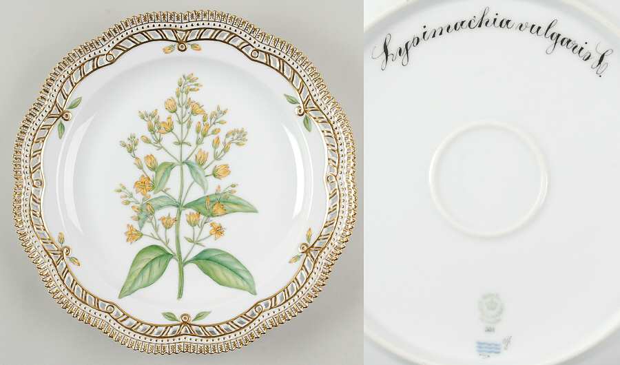 Flora Danica (1961 To Current) 11" Round Pierced Platter-Lysimachia vulgaris L